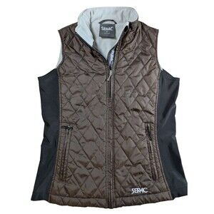 SERAC Quilted Puffer Vest Full Zip Sleeveless Pockets  Brown Size Small